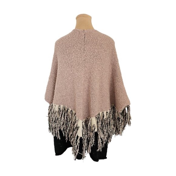 Betsy Johnson Pink Cream Black Fringe Cardigan Sz OS - Picture 5 of 7